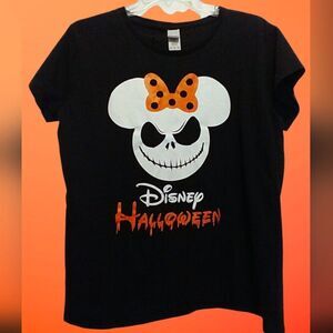 Disney Women's Minnie Mouse Halloween Skellington Black TSHIRT XL